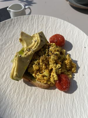 Scrambled tofu   at Koukoumi Hotel in Mykonos