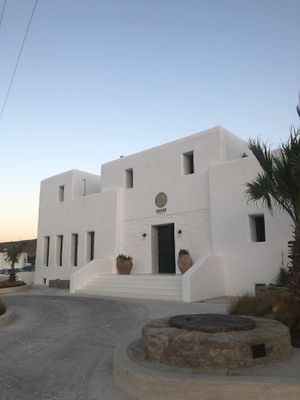 The hotel from the road  at Koukoumi Hotel in Mykonos