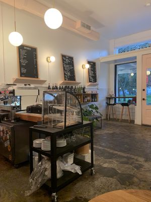 Inside of the restaurant  at Flatbread & Butter in St Petersburg