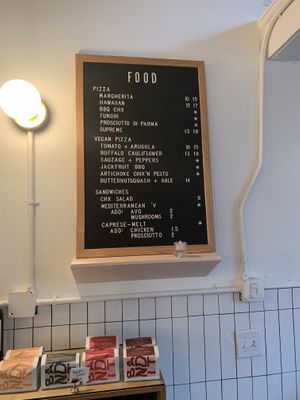 Menu/ vegan pizza options at Flatbread & Butter in St Petersburg