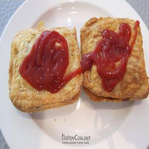 Two vegan pies at Nature Care College Cafe in St Leonards