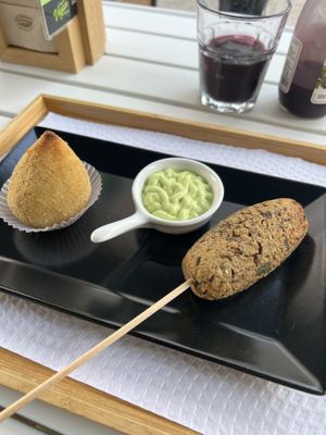 Jackfruit Coxinha and Mushroom Kafta  at BEIJU HEALTHY FUN FOOD in Cascais