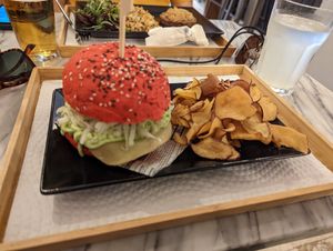 Beet burger - just okay at BEIJU HEALTHY FUN FOOD in Cascais