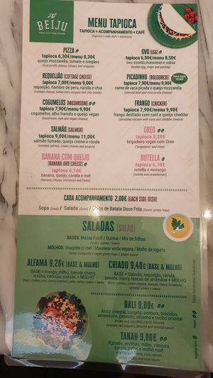 Menu at BEIJU HEALTHY FUN FOOD in Cascais