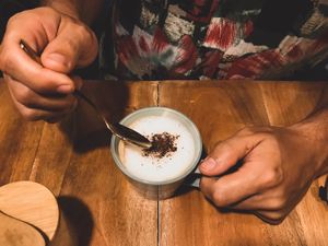 Capuccino with Soya Mylk, anyone? at Maria Bonita in Ahangama