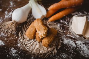 Zanahoria y cebolla Sabor inconfundible de zanahoria fresca rallada y cebolla, emulsionada con bebida de arroz. at La Cuina de la Iaia in Argentona