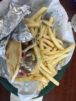 I had the falafel sandwich with French fries. The sandwich and tahini were really good. I would go again    at Mazzah in Boise