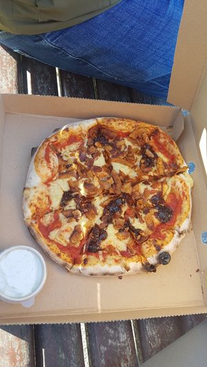 Carmalised onion & bakon at Craft Vegan Pizza in Ryde
