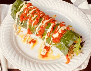 Falafel wrap eat one of this amazing  at Zest Raw Vegan Eats in Chicago