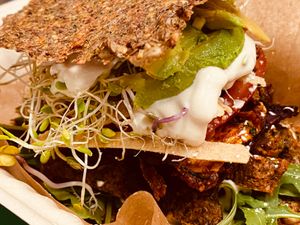 Clup Sandwich veery filling  at Zest Raw Vegan Eats in Chicago