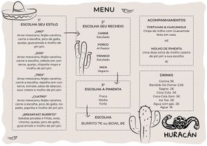 Portuguese menu at Huracán in Costa Da Caparica