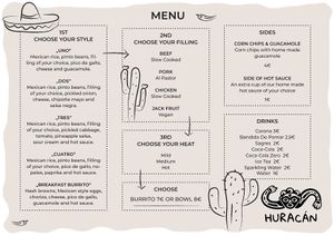 English menu at Huracán in Costa Da Caparica