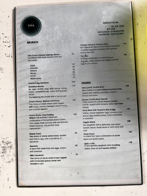 Menu  at Chia Eatery in Dumaguete