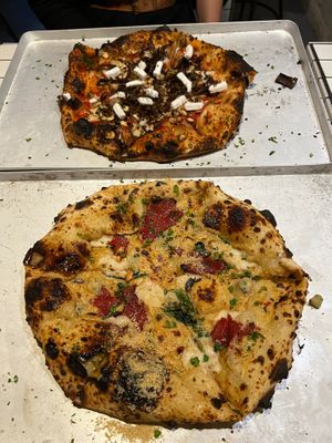 Happy pig (bottom) and magic mushroom (top) at Dr Drooly in Munich