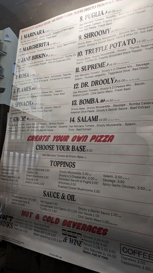 Menu at Dr Drooly in Munich