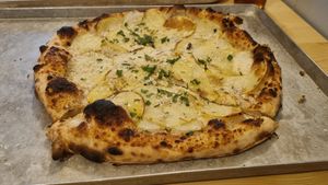 Truffle potato pizza (sounds weird, is tasty) at Dr Drooly in Munich