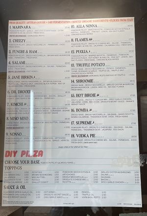 Menu  at Dr Drooly in Munich