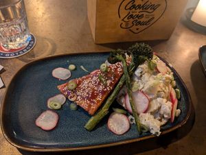 Tofu and potato salad at Majornas Bryggeri in Gothenburg