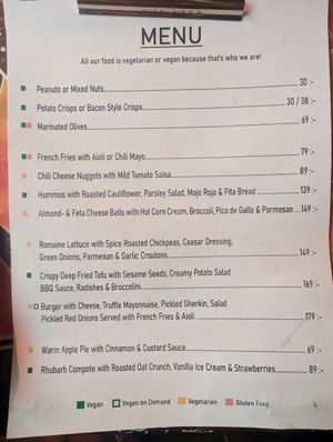 Menu at Majornas Bryggeri in Gothenburg