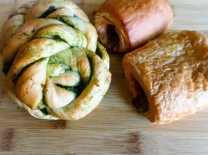 Pesto-cheese and vegan wiener buns at Kringel in Tallinn