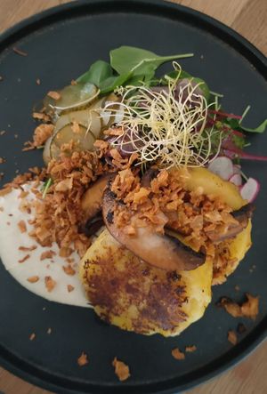 Potato pancakes (I don't remember the exact name) at Kringel in Tallinn