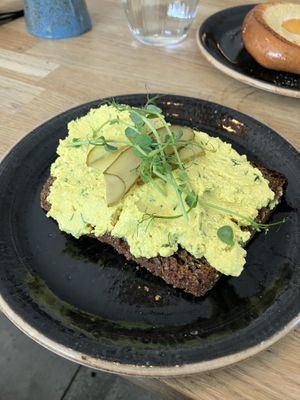 Black bread “egg butter” tofu sandwich  at Kringel in Tallinn