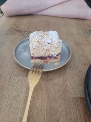 Napoleon cake with cherry jam at Kringel in Tallinn
