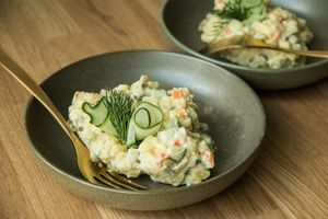 Classical Estonian potato salad at Kringel in Tallinn