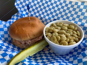 Plant Bae Burger and smoked Lima beans at Plant Bae in Montgomery