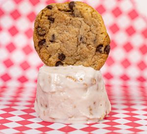 Daddy's Baeby: Made in house, the vegan vanilla bourbon icecream is creamy perfection. It's served with a chocolate chip and walnut cookie. at Plant Bae in Montgomery