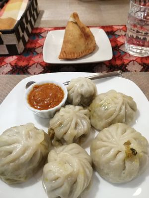 Momo and Samosa at WanoWa Cafe in Osaka