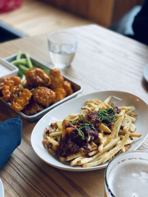 Buffalo cauliflower and disco fries at Above Ground - Pop-up in Oakland
