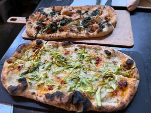 Asparagus Meyer Lemon pizza (front)
 at Above Ground - Pop-up in Oakland