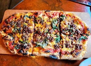 Tempeh sausage pizza at Above Ground - Pop-up in Oakland