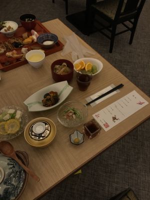 In addition to buffet items clearly labelled vegan/vegetarian a number of set dishes were also provided, including miso soup using only vegetable ingredients. at Matsumotoro Hotel in Gunma