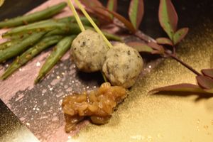 Lotus roots mochi at Matsumotoro Hotel in Gunma