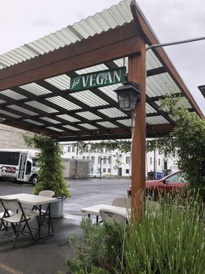 Sitting area  at Viva! Vegetarian Grill - Food Cart in Eugene