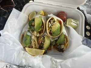 Vegan tacos with v chorizo/v cheese 💚  at Aloha Tortilla Factory & Cafe in Honolulu