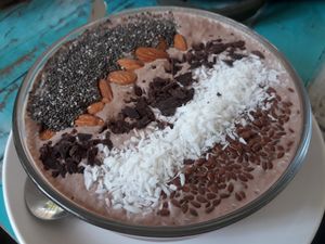 Choco bowl with coconut milk instead of yoghurt at Capara in Koh Phangan