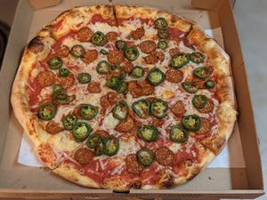 Best vegan pizza in NJ. Tons of vegan salads, pizzas, pastas and empanadas. We had the vegan volcano pizza: vegan sausage, cheese and jalapenos. Save room for their vegan desserts! at Pizzanada in Bloomfield