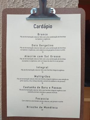 menu at Pistor in Sao Paulo