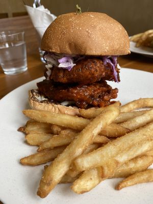 Hot TiNDLE burger   at Love Handle in Central Singapore