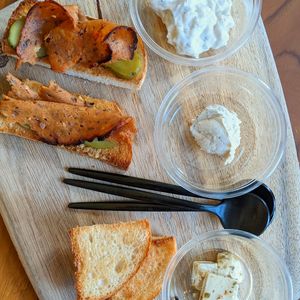 Love Handle Sample Platter - Pastrami, Egg Mayo, Ricotta, Feta at Love Handle in Central Singapore
