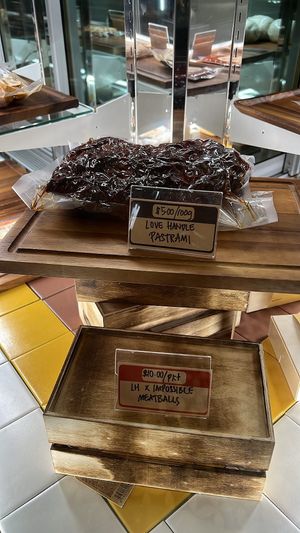 Some plant-based meat selections   at Love Handle in Central Singapore