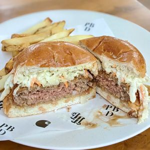 Menchi Katsu Burger at Love Handle in Central Singapore