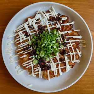 Vegan Oatside Seafood Pancake at Love Handle in Central Singapore