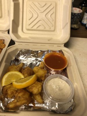 Cauliflower Buffalo wings fried in vegan fryer with vegan ranch and Buffalo sauce. at The Crêpe Place in Santa Cruz