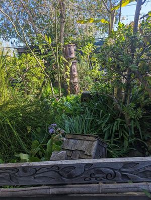 Beautiful garden to enjoy while you eat at The Crêpe Place in Santa Cruz