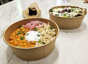 Chickpea Curry on Brown Rice with Pickled Onion at Kokomo in North Vancouver