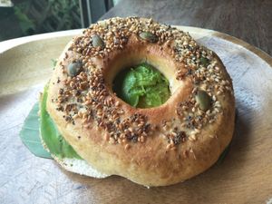 Everything bagel with avocado at Bagel House in Chiang Mai